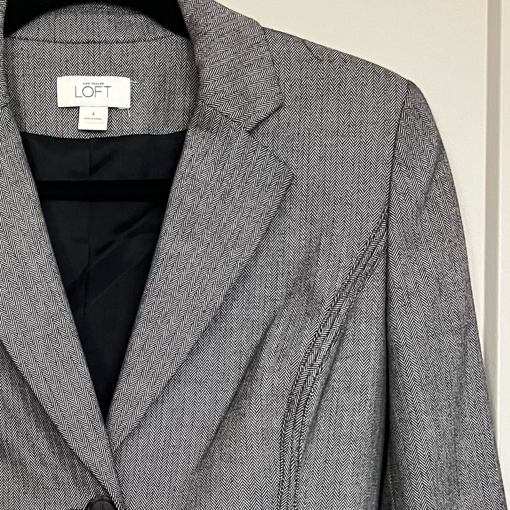 Loft Gray Herringbone Tailored Two-Button Blazer - image 4